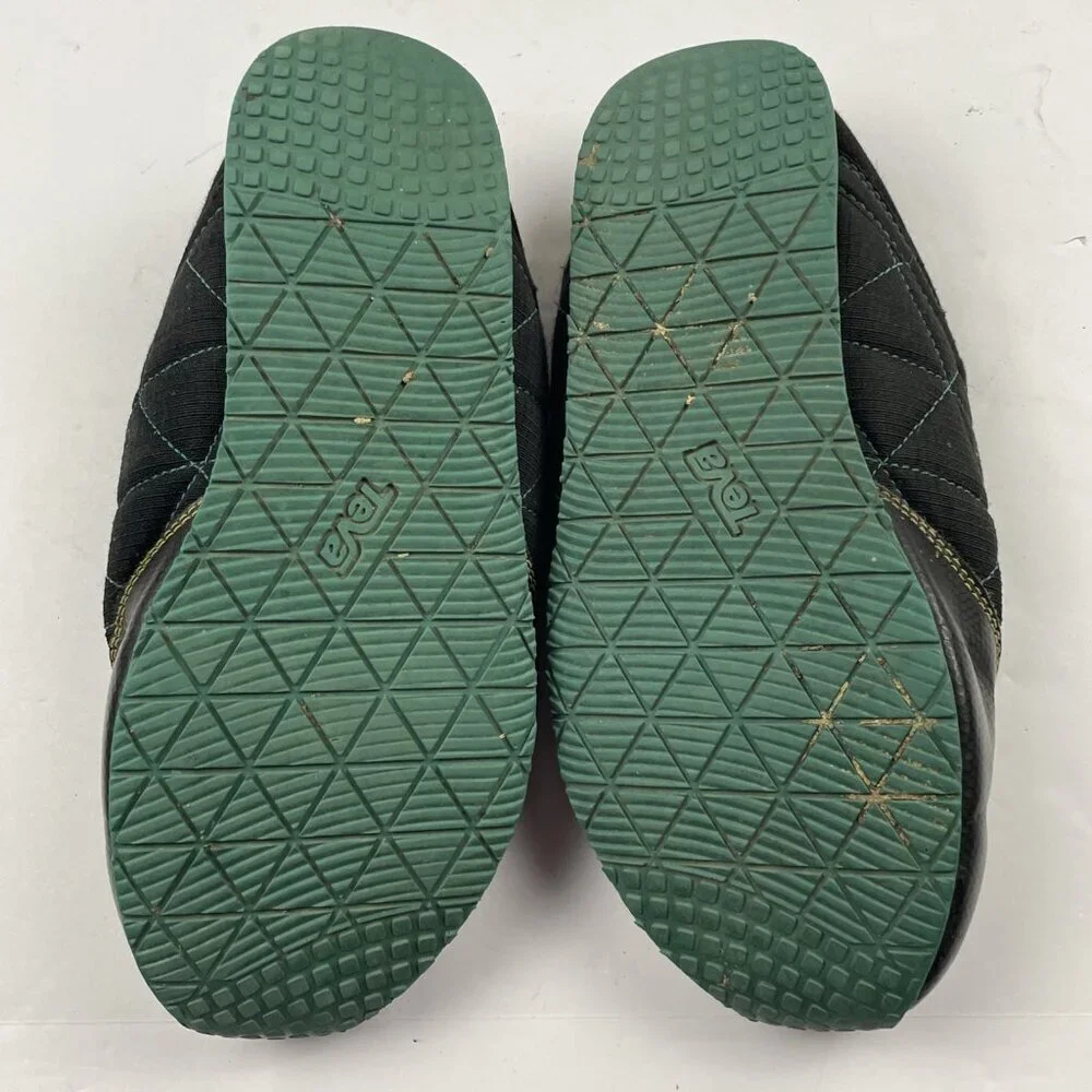 Teva ReEmber Slippers Kid’s Youth 7 Quilted Moc Slip On Black Blue Shoes